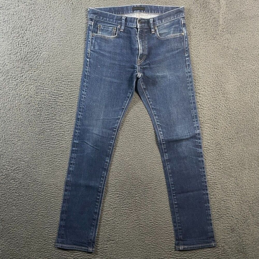 Uniqlo Jeans Mens 31x34 Blue Slim Fit Stretch Dark Wash Kaihara Selvedge Denim